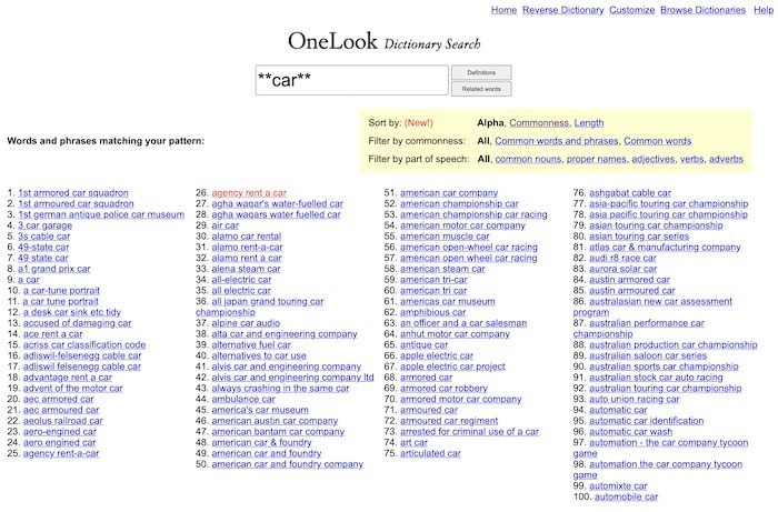 How To Use Onelook Commoness