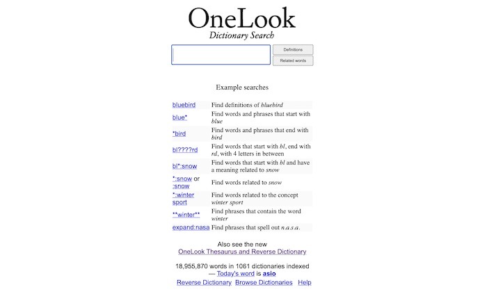 How To Use Onelook Homepage