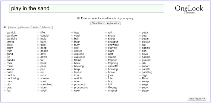 How To Use Onelook Looking For Word 1