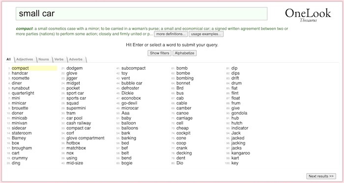 How To Use Onelook Similar Words