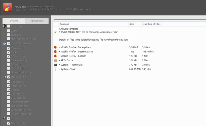 Linux System Cleaning Tools Gcleaner