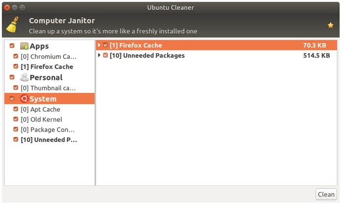 Linux System Cleaning Tools Ubuntu Cleaner