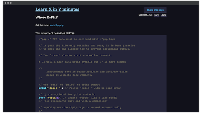 The Learn X In Y Minutes website.