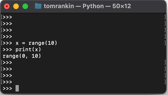 Python's range returning a tuple.