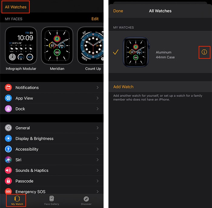 Unpair Apple Watch Iphone Watch App