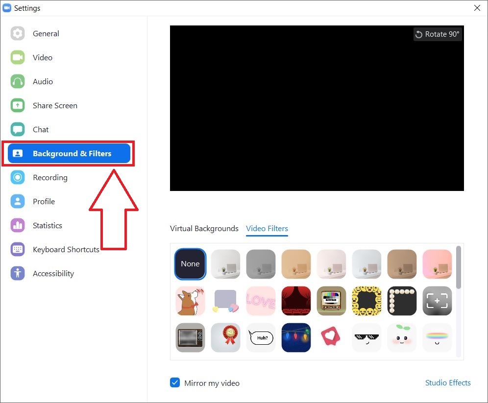 Zoom Background Filters
