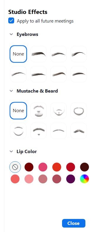 Zoom Studio Effects Filters