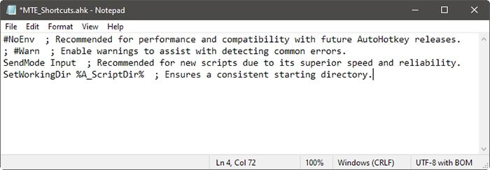 App Specific Shortcuts With Ahk Default Entries