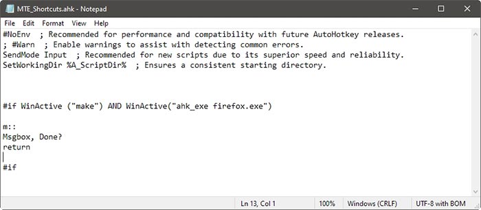 App Specific Shortcuts With Ahk Window Target Defined