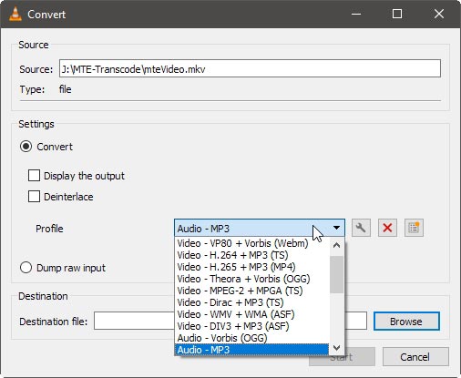 Extract Audio From Video Vlc Choose Audio Profile
