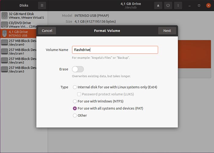 Repair Usb In Linux Disks Format Options