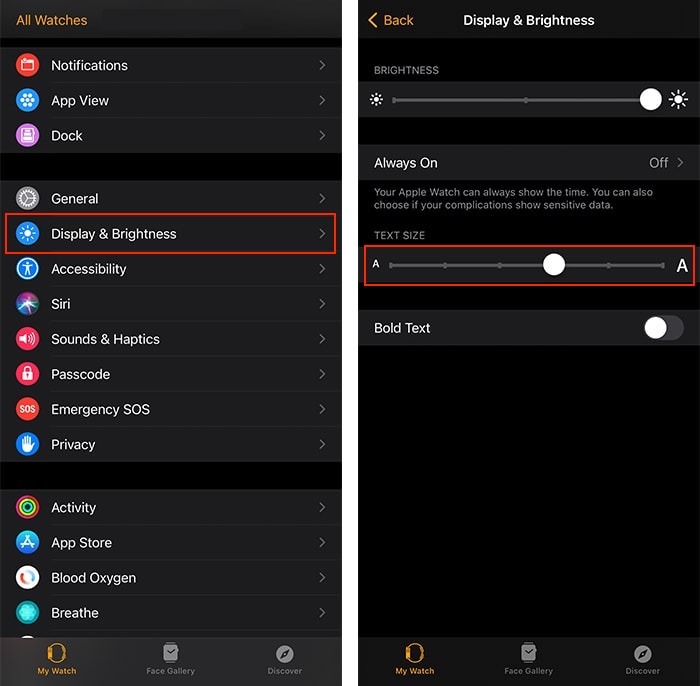 Apple Watch Text Size Watch App On Iphone