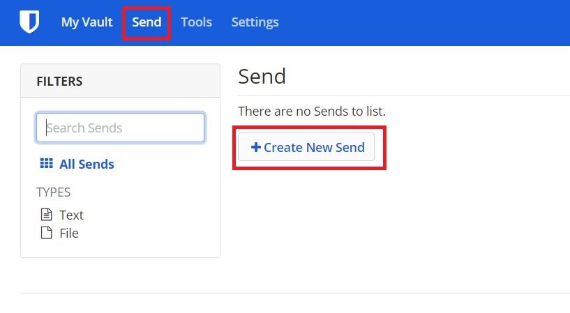 Bitwarden Send Option