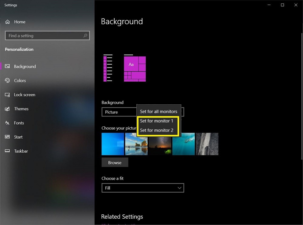 Change Dual Screen Wallpaper