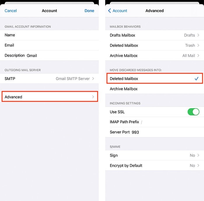 Delete Instead Archive Gmail Advanced Settings Iphone