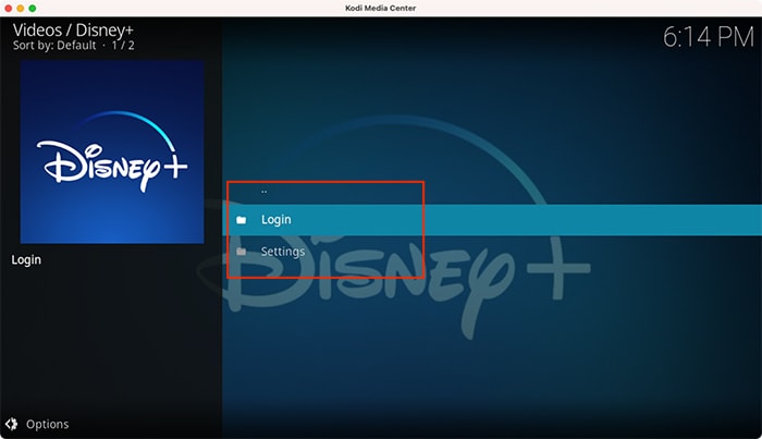 Disney Plus Kodi Addons Home Screen