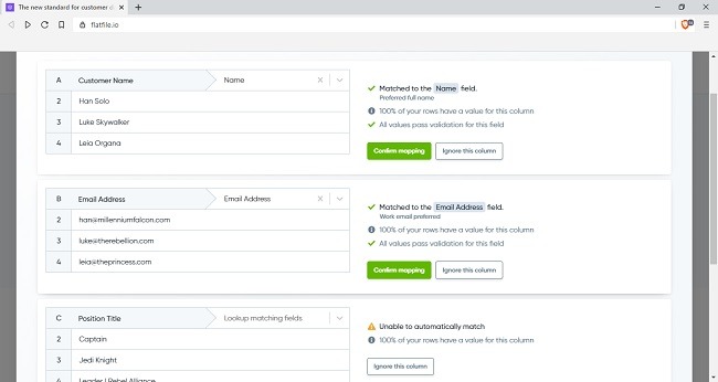 Flatfile Review Portal Demo Column Matches