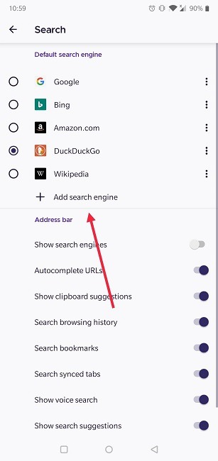 How Change Default Search Engine Android Firefox Add Search Engine
