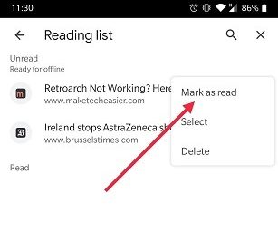 How To Add Read Later List Chrome Mobile Mark As Read