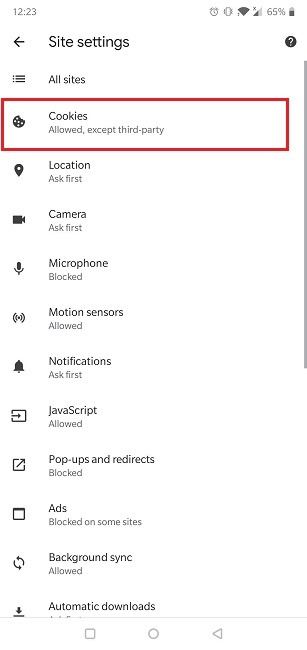How To Enable Cookies Android Browser Chrome Cookie Management