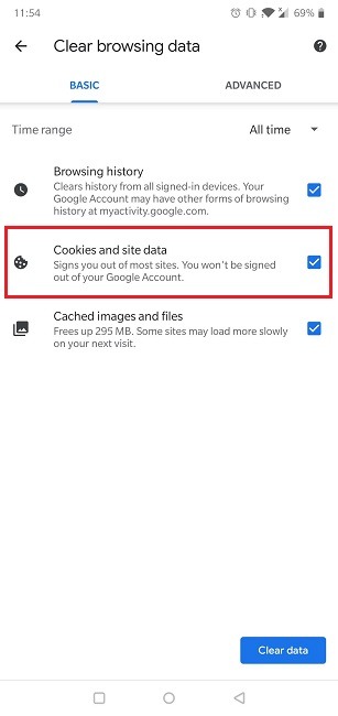 How To Enable Cookies Android Browser Chrome Cookies And Site Data