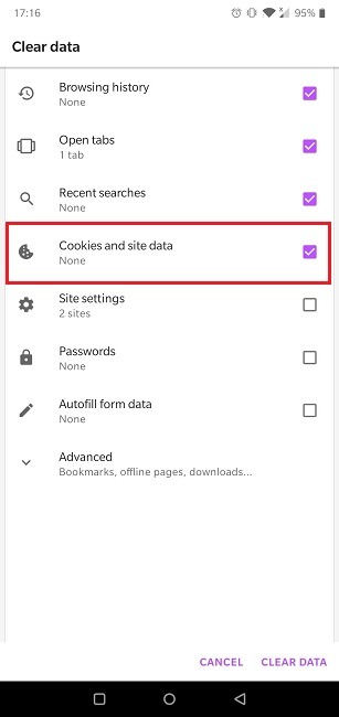 How To Enable Cookies Android Browser Opera Cookies And Site Data