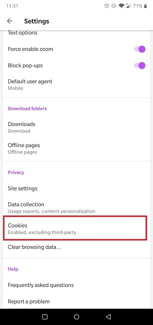 How To Enable Cookies Android Browser Opera Cookies
