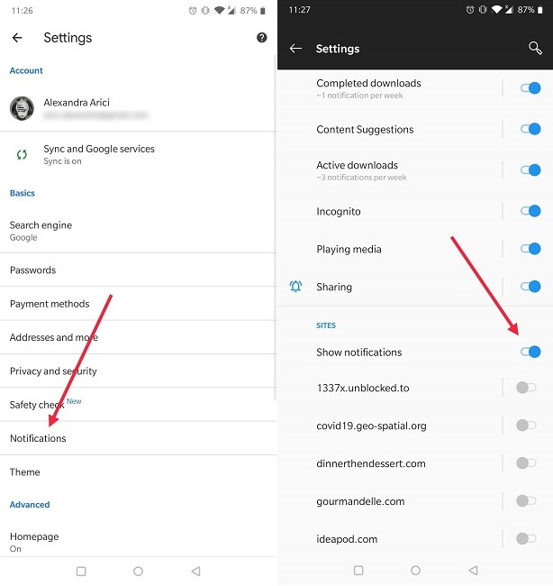How To Stop Chrome Notifications Mobile Basics Show Notifcations