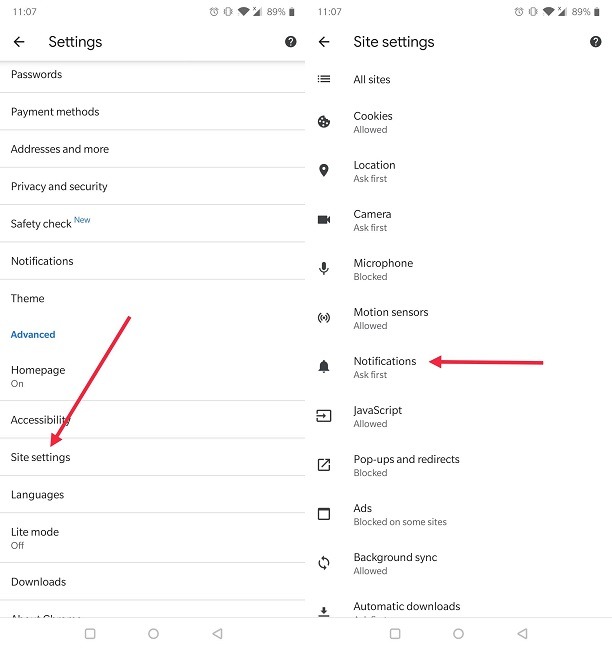 How To Stop Chrome Notifications Mobile Site Settings Notifications