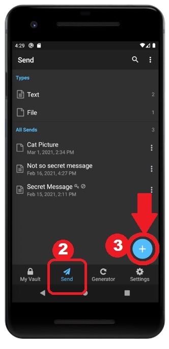 Mobile Bitwarden Send