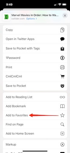 New Favorites Safari Ios Add New