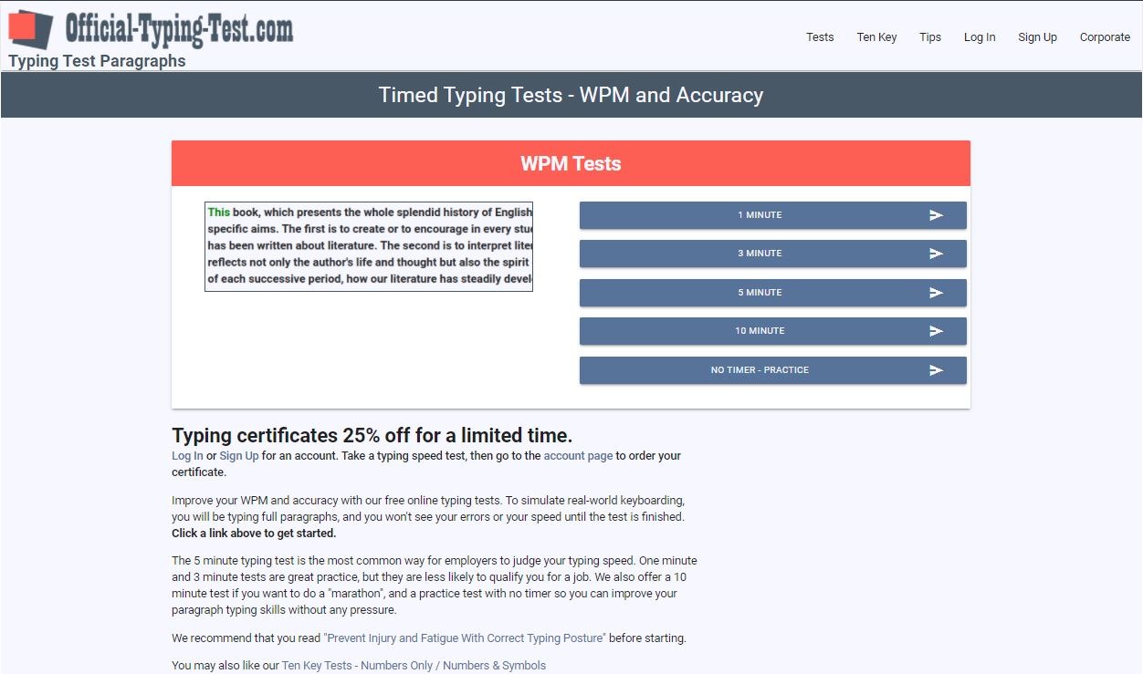 Official Typing Test