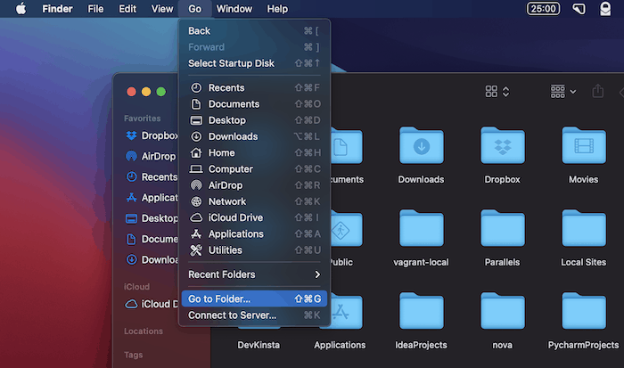 The Go To Folder option.