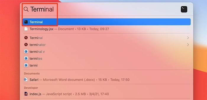 Safari Tab Previews Launching Terminal Via Sportlight Search