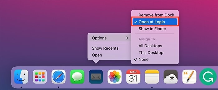 Startup Items Mac Dock Option