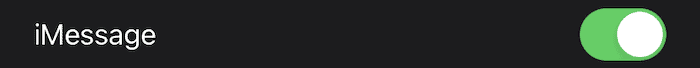 Toggling iMessage in iOS.