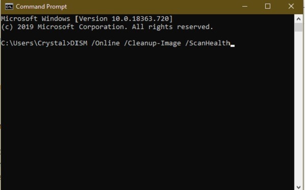 Running DISM in Command Prompt.