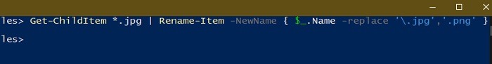 Changing file extensions in PowerShell.