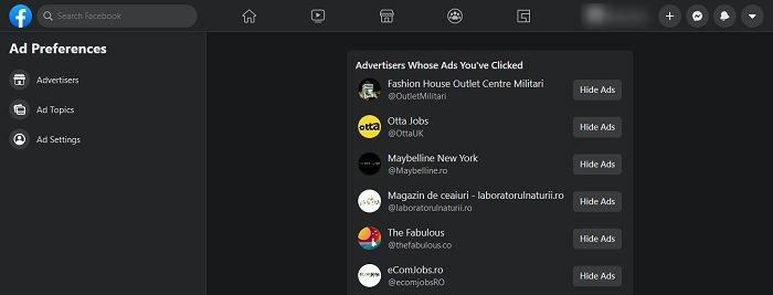 Ad Activity Facebook Desktop Ad Preferences