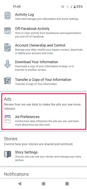 Ad Activity Facebook Mobile Ad Preferences