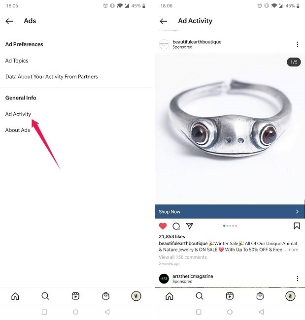 Ad Activity Instagram Ad Activity
