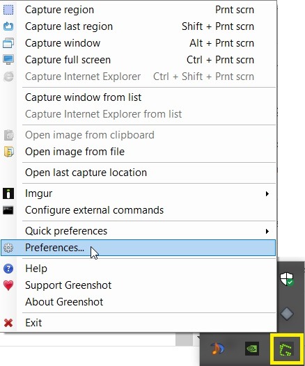 Greeshot Preferences