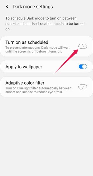 How To Schedule Dark Mode Android Samsung Turn On Schedule Options