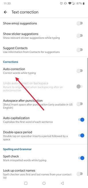 How To Turn On Off Auto Correct Android Turn Off Auto Correct