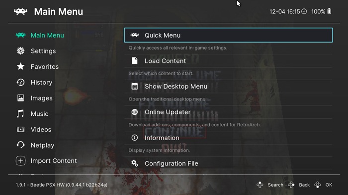 Play Ps1 Games On Pc Retroarch Loaded Quick Menu