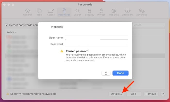 Safari View Saved Passwords Identifying Compromised Passwords