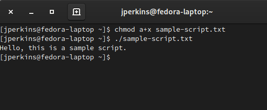 Shebang Sample Script Output