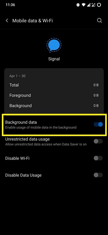 Signal Not Working Background Data