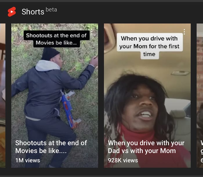 YouTube's Shorts feature.