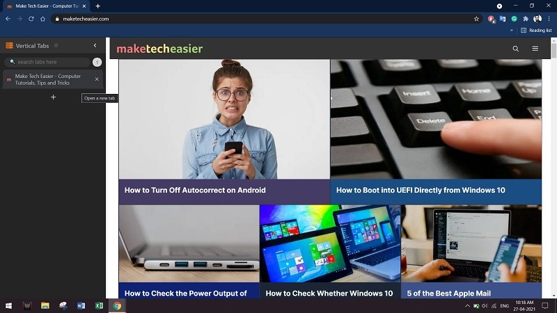 Vertical Tabs Google Chrome